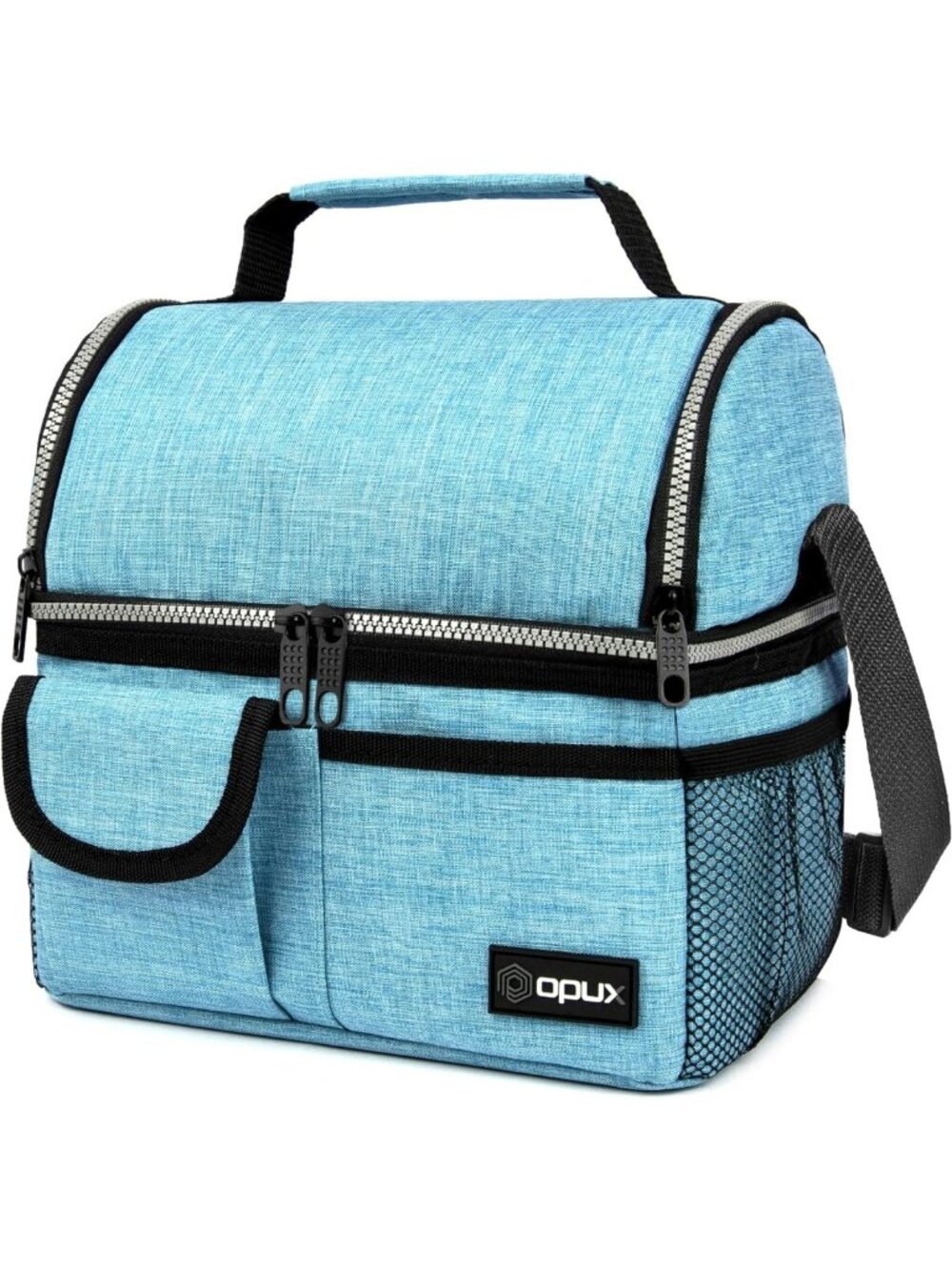 Insulated Dual Compartment Lunch Bag, Leakproof, Stylish Teal Blue for Men